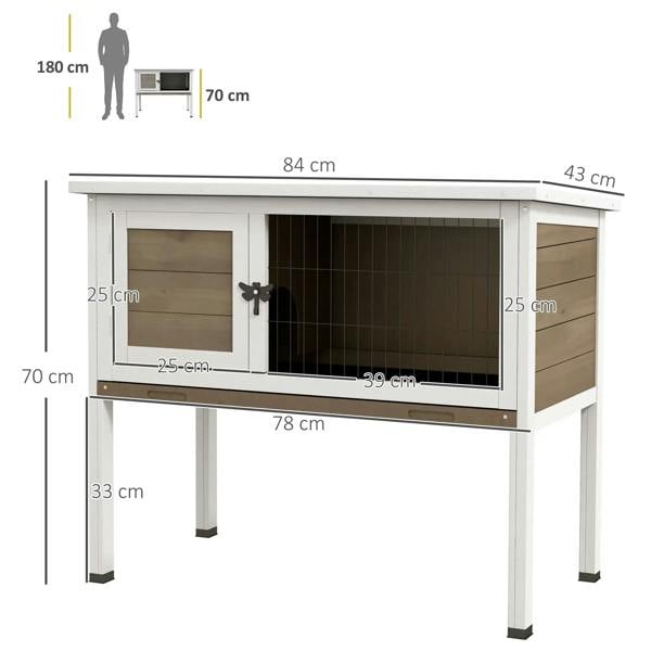 Brown wooden guinea pig hutch with open front access and wire mesh panels