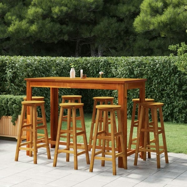 Berkfield 9 Piece Garden Bar Set Solid Wood Acacia