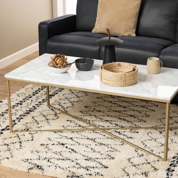 Furniture To Go Alisma Coffee Table with White Marble Effect Top
