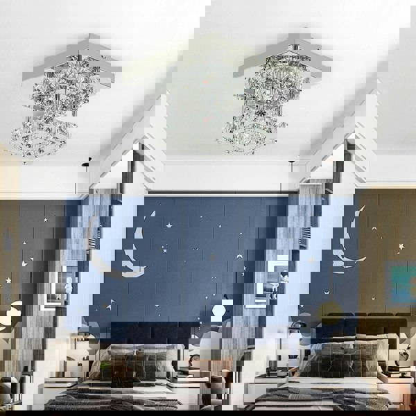 Double Tier Square Crystal Celling Light Living and Home