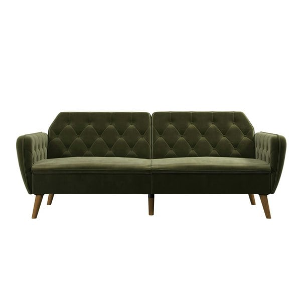 Dorel Home Tallulah Sofa Bed with Memory Foam in Velvet Green