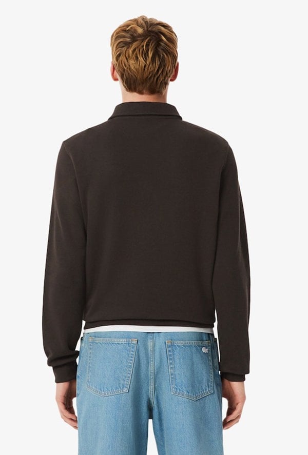 Lacoste Ribbed Cotton Polo Collar Sweatshirt