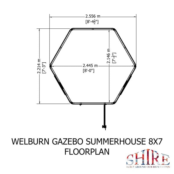 Shire Welburn Hexagonal Gazebo Summerhouse 8x7  12mm Cladding