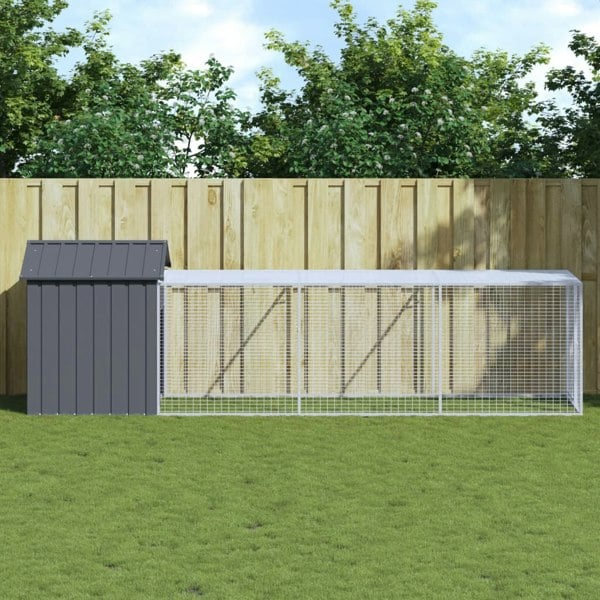 Berkfield Chicken Cage with Run Anthracite 117x405x123 cm Galvanised Steel