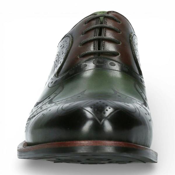 Laura Vita Lorenzo Conti Men's Khaki Green Leather Brogue Oxford Dress Shoes - Ayan-01