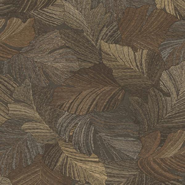 Grandeco Charming Scattered Leaves Textured Wallpaper, Chocolate Brown