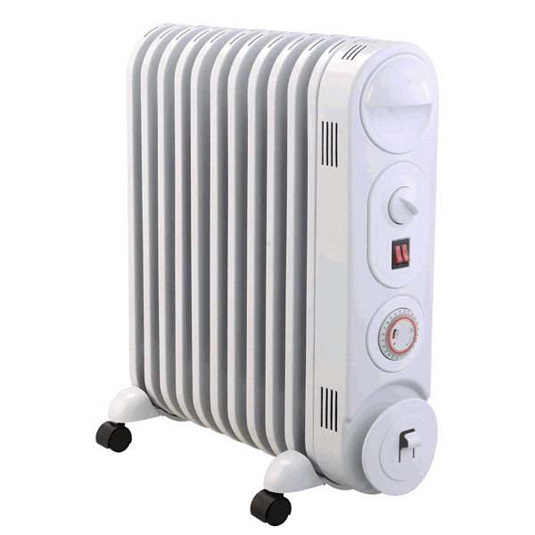 Mylek Oil Filled Radiator Electric Heater, Portable, Thermostat and 24hr Timer by Mylek 2500w