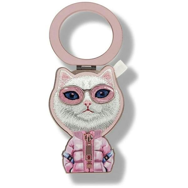 Nimmy Friends Nimmy Cool & Cute 2.0 White Rich & Beauty Cat Embroidery Magnetic Stand with MagSafe Pink - N-KM-BSZJ-04