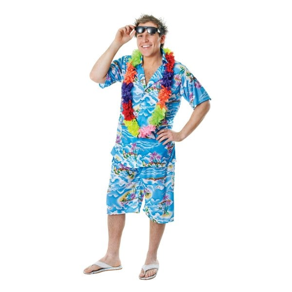 Bristol Novelty Mens Hawaiian Shirt And Shorts - Blue