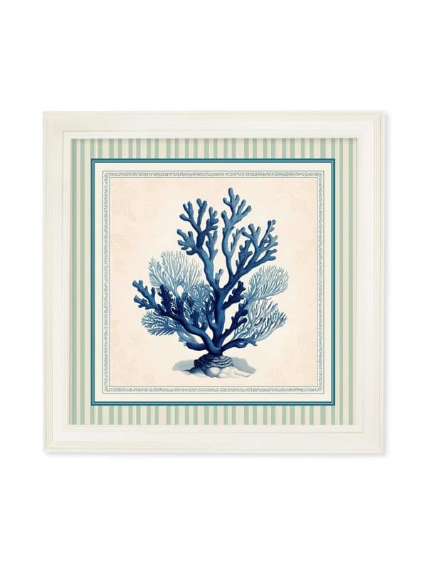 Exceptional Art Blue Sea Coral - Cream Hurstwood Square Frame