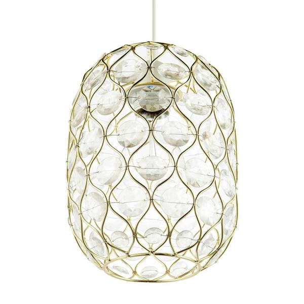 Glamorous Gold Plated Pendant Shade with Clear Faceted Acrylic Discs Image 5