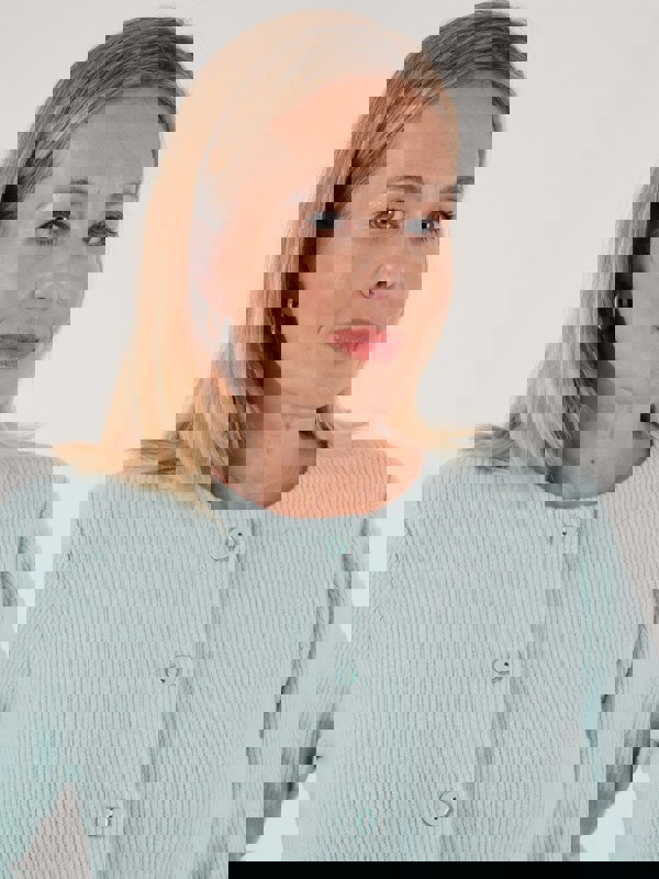 PennyPlain Ribbed Button Cardigan - Mint