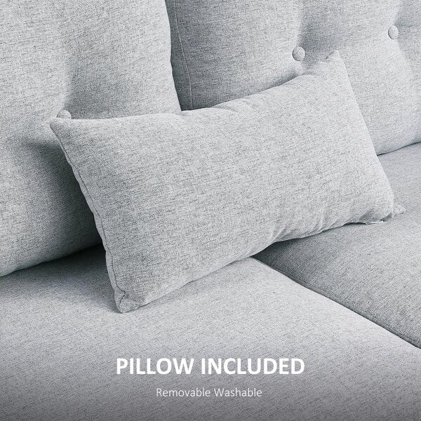 Wyld Haus Kero Lora Fabric Light Grey 2 Seater Sofa With Spring Cushions And Wooden Legs