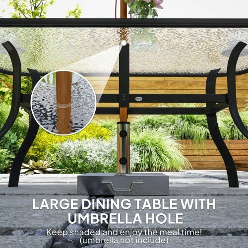 Wyld Haus Sahale 6 Seater Black Garden Dining Set with Padded Tufted Cushions