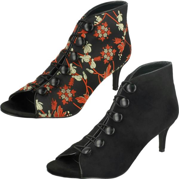 Anne Michelle Ladies Anne Michelle Mid Heel Button & Hook Boot Sandals