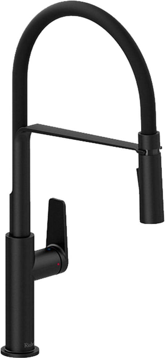 Riobel Mythic Mixer with Pull Down Spray Flexible Spout Matt Black Kitchen Tap