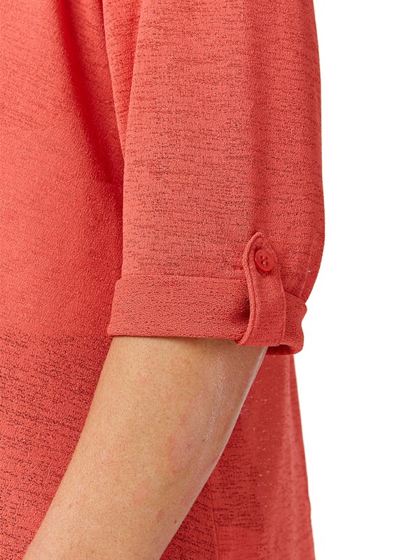 PennyPlain Roll Up Sleeve Cardigan - Coral