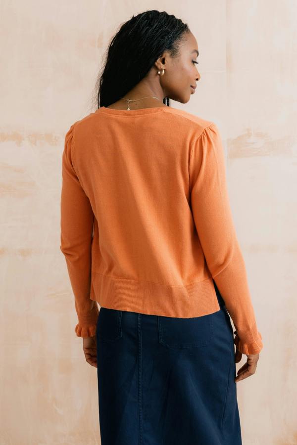 Lily & Me Lauren Ruffle Outfitter Cardigan Soft Orange