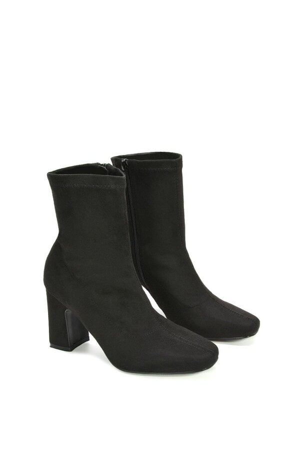 XY LONDON Stretch Zip Up Ankle Boots with Block Heel