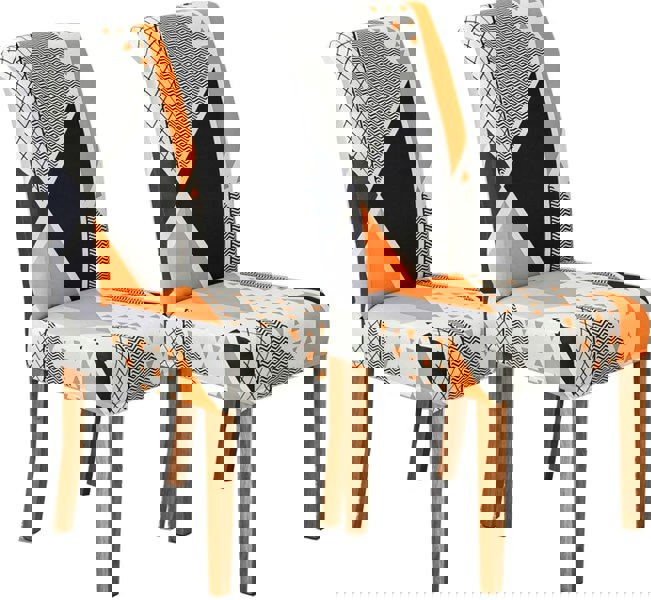 Anyseat Chair Cover Orange Pattern Design with Anti-Dirt and Elastic Material for Dining Room Kitchen Wedding Hotel Banquet Restaurant