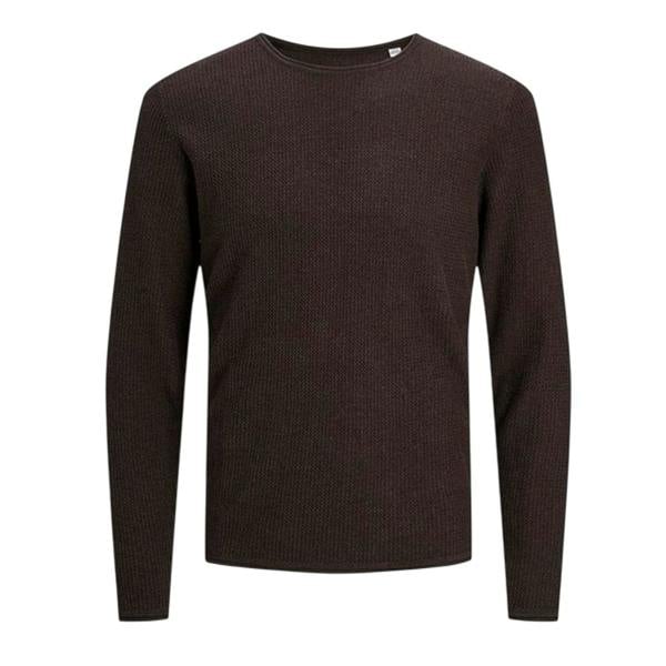 Jack And Jones Mens Knitted Crew Neck Regular Sweatshirt - Brown - 
