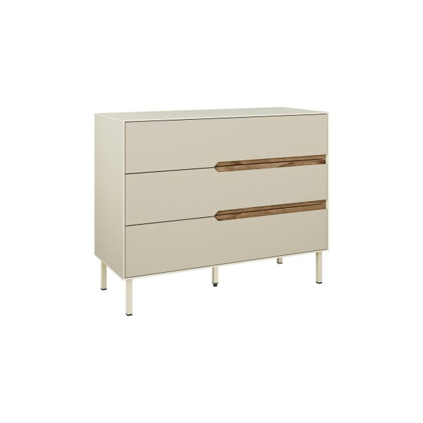 Decortie Arch 3 Drawer Chest of Drawers Sandstone Whiskey Oak 98 x 40 x 78.5 cm (Sandstone and Whiskey Oak)