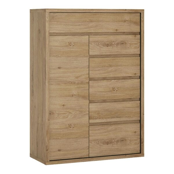 Wyld Haus Athens Natural Oak Wood Effect 1 Door 6 Drawer Storage Chest