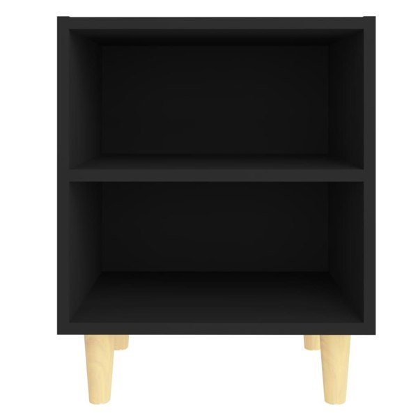 Berkfield Bed Cabinets with Solid Wood Legs 2 pcs Black 40x30x50 cm
