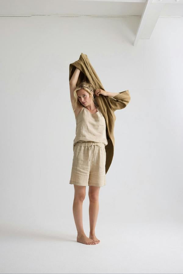 Pretty You London Relaxed Linen Shorts In Summer Sand