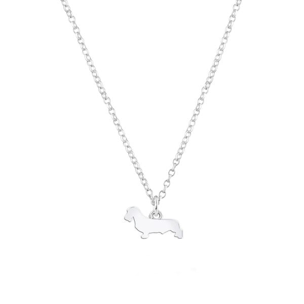 Wirehaired Dachshund Silhouette Silver Necklace - Personalised - MYLEE London