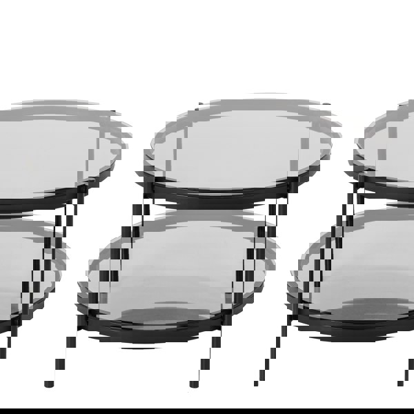 Furniture To Go Bayonne Round Coffee Table in Black with Smoked Glass Top