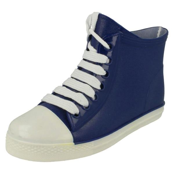 Spot On Ladies Spot On Lace Up Sneaker Style Ankle Wellington Boots