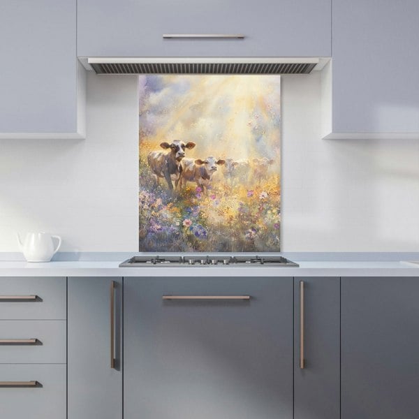 Warren Reed Cows in Meadow Glass Kitchen Splashback - 00017