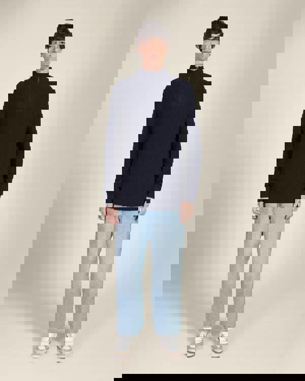 Larsson & Co Rib Panel Knitted 1/4 Zip Sweater