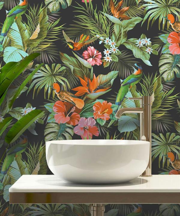 Paradise Birds Black Wallpaper 539059 - Rs image 6