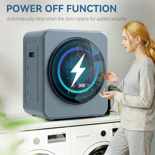 Vented Tumble Dryer, 4 kg Front Tumble Dryer with Stainless Steel Tub, 800W Compact Freestanding Grey