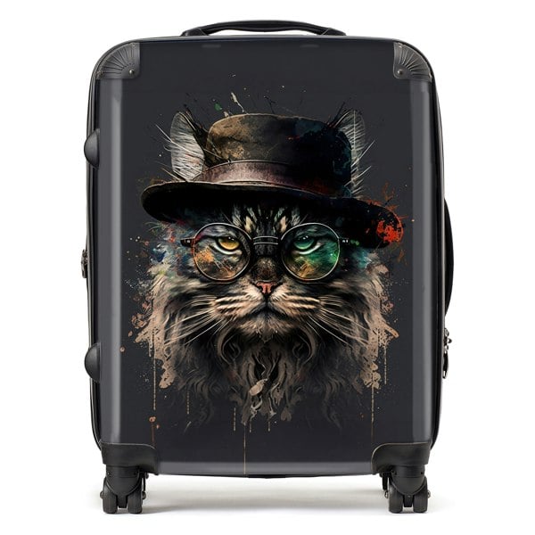 Warren Reed Maine Coon Cat With Glasses Splashart Suitcase