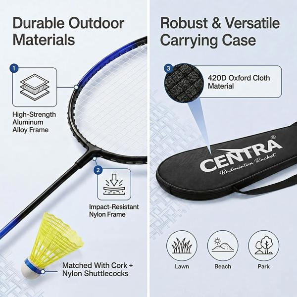 Centra Badminton Racket Set 11PCS 4 Players Aluminum Outdoor Game with Bag