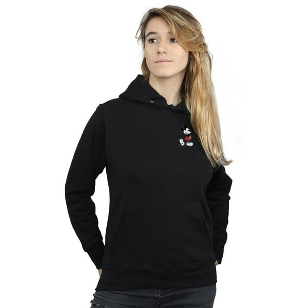 Disney Womens/Ladies Mickey Mouse Kickin Retro Chest Hoodie - Black