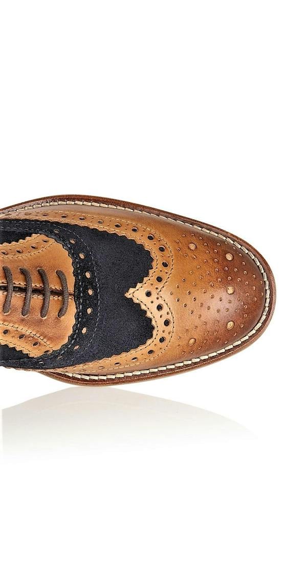 Gatsby Junior Brogues Tan/Navy, Shoes, London Brogues  - London Brogues