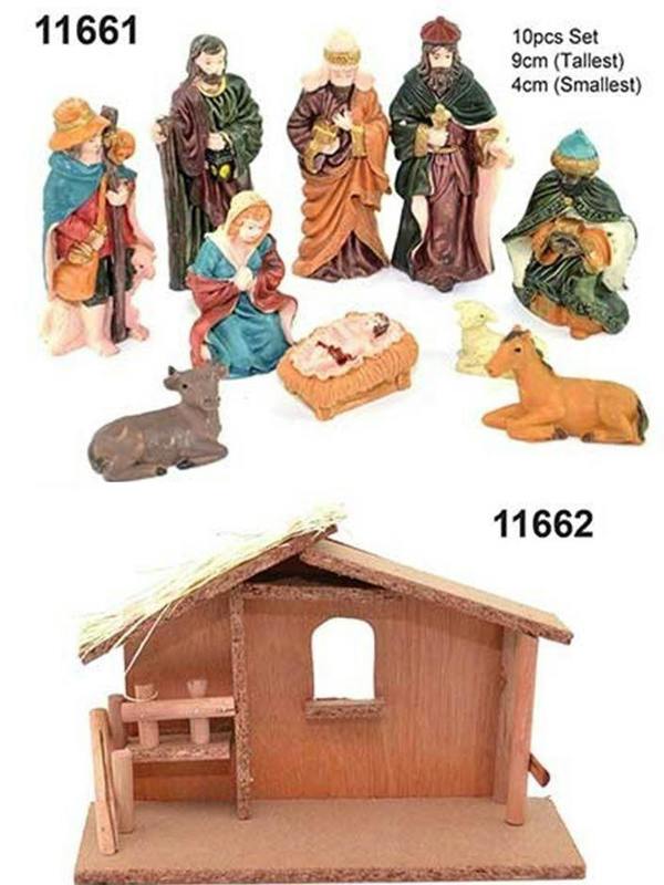 9cm Wooden Nativity Scene Set with 10 Movable Figures and Stable for Indoor Display image 4