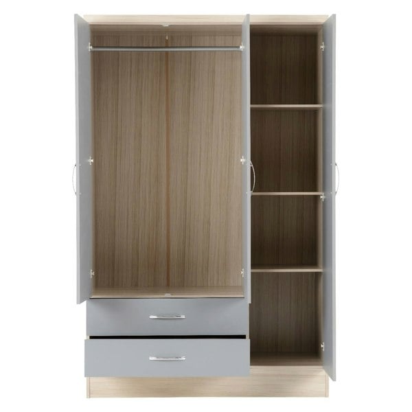 Seconique Nevada 3 Door 2 Drawer Mirrored Wardrobe