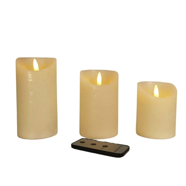 Samuel Alexander Set of 3 Battery Operated Flickering LED Candle Christmas Decoration with Timer