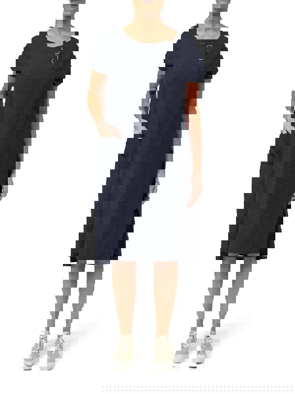 PennyPlain Cap Sleeve Linen Dress - Navy