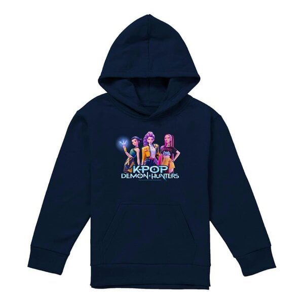 K-Pop Demon Hunters Childrens/Kids Huntrix Group Pullover Hoodie - Navy