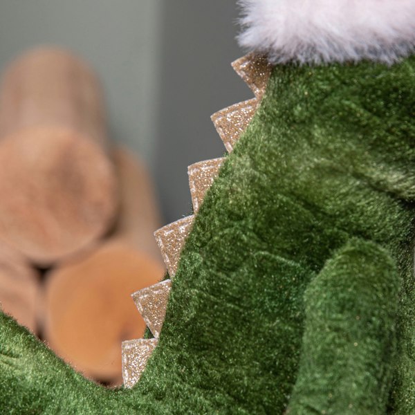 Samuel Alexander 37cm Green Standing Christmas Dinosaur with Santa Hat