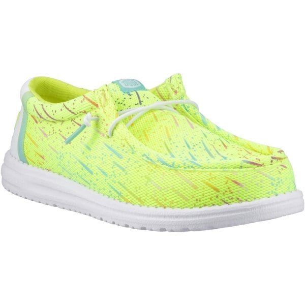 HEYDUDE Wally Party Mesh Polyester Men's Lime Punch/White Moccasins Shoes