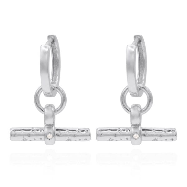 Luna Charles Cassia T-Bar Huggie Earrings | 925 Sterling Silver