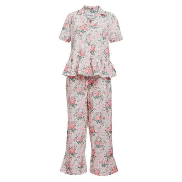 Cath Kidston Womens/Ladies Hackney Rose Cotton Frill Pyjama Set - Cream - 