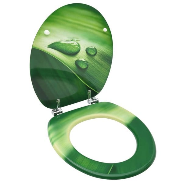 Berkfield WC Toilet Seat with Lid MDF Green Water Drop Design